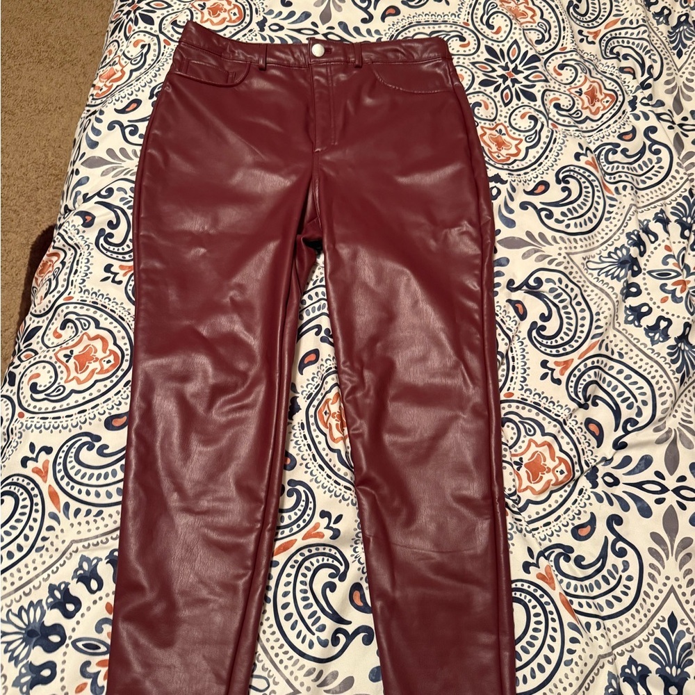 INC International Concepts Maroon Faux Leather Pants